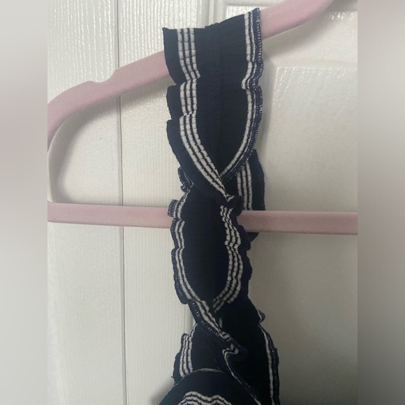 Navy Striped Ruffled Mini Dress - Picture 5 of 6